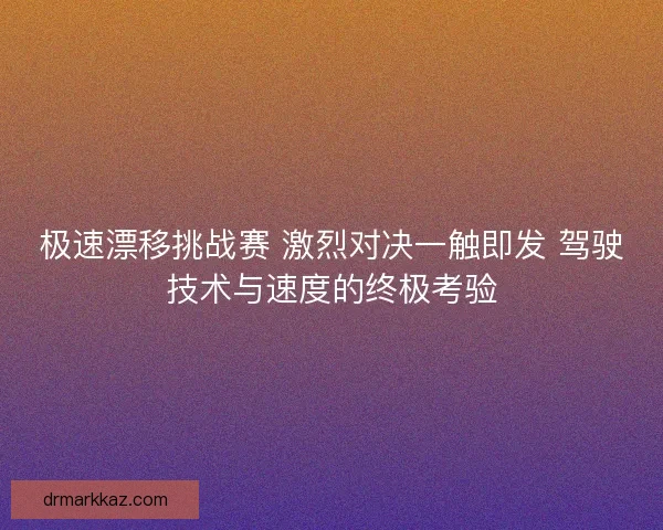极速漂移挑战赛 激烈对决一触即发 驾驶技术与速度的终极考验