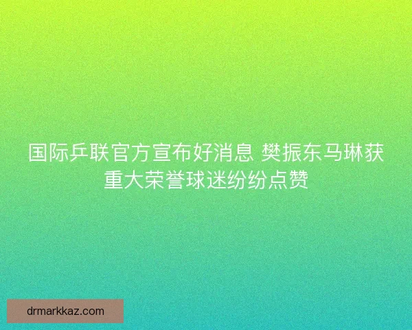 国际乒联官方宣布好消息 樊振东马琳获重大荣誉球迷纷纷点赞